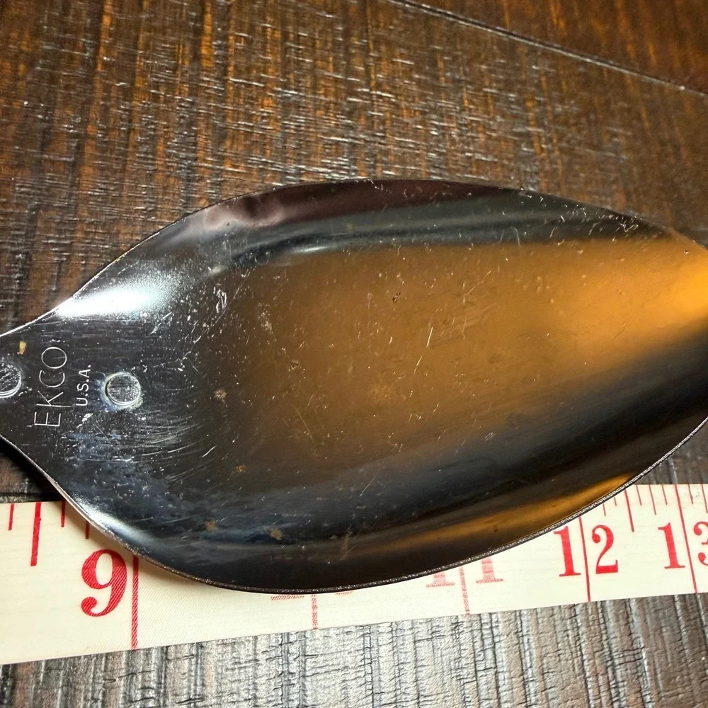 Vintage EKCO USA Stainless Steel Basting Spoon Black Plastic Handle 12 Inch